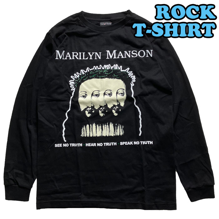 ロックtシャツ バンドtシャツ パンク 長袖 Tシャツ メンズ Marilyn Manson マリリ...