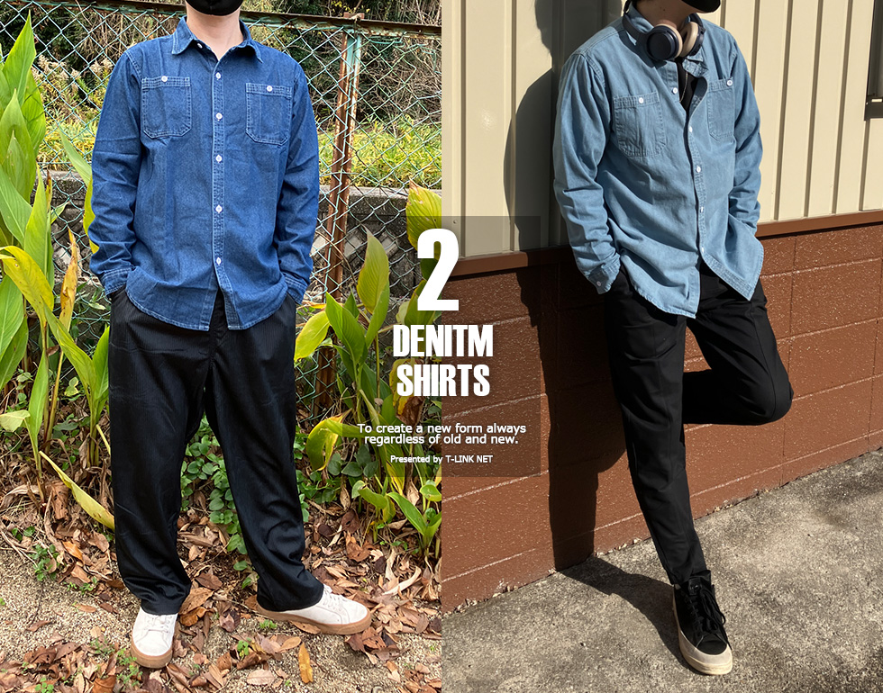 カジュアル デニムシャツ ジャケット ボタンダウンシャツ 長袖 メンズ