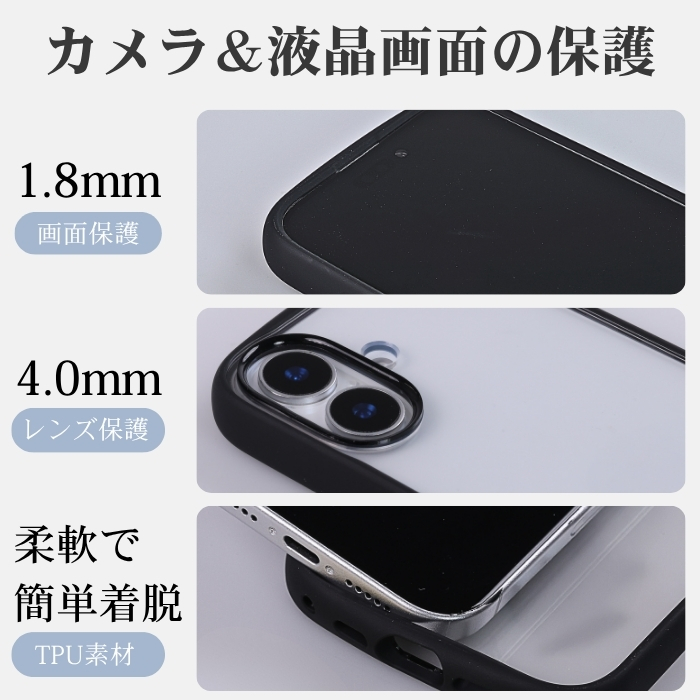 Galaxy A21 ケース 背面クリア 耐衝撃 クリア ブラック 黒 black SC