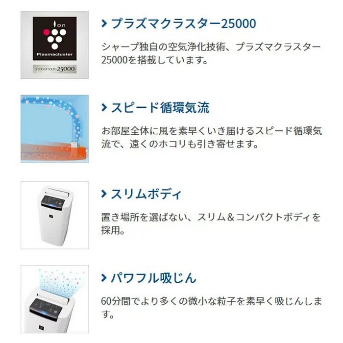 SHARP シャープ プラズマクラスター 25000 KI-NS40-W 加湿空気