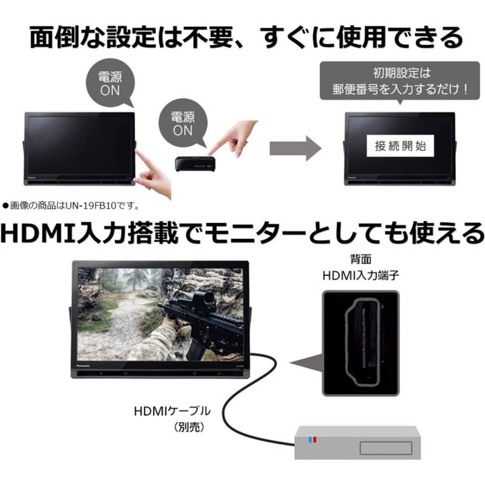 Panasonic プライベートビエラビエラUN-19F10-K 概要 ポータブル地上・BS・110度CSデジタルテレビ UN-19F10