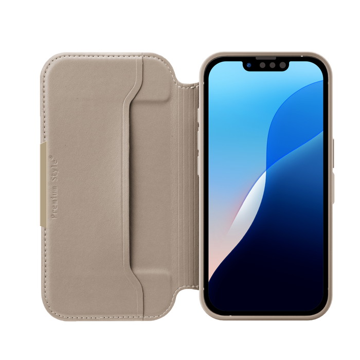 iPhone17e 16e ケース 手帳型 ベージュ 推し活 ガラスフリップケース
