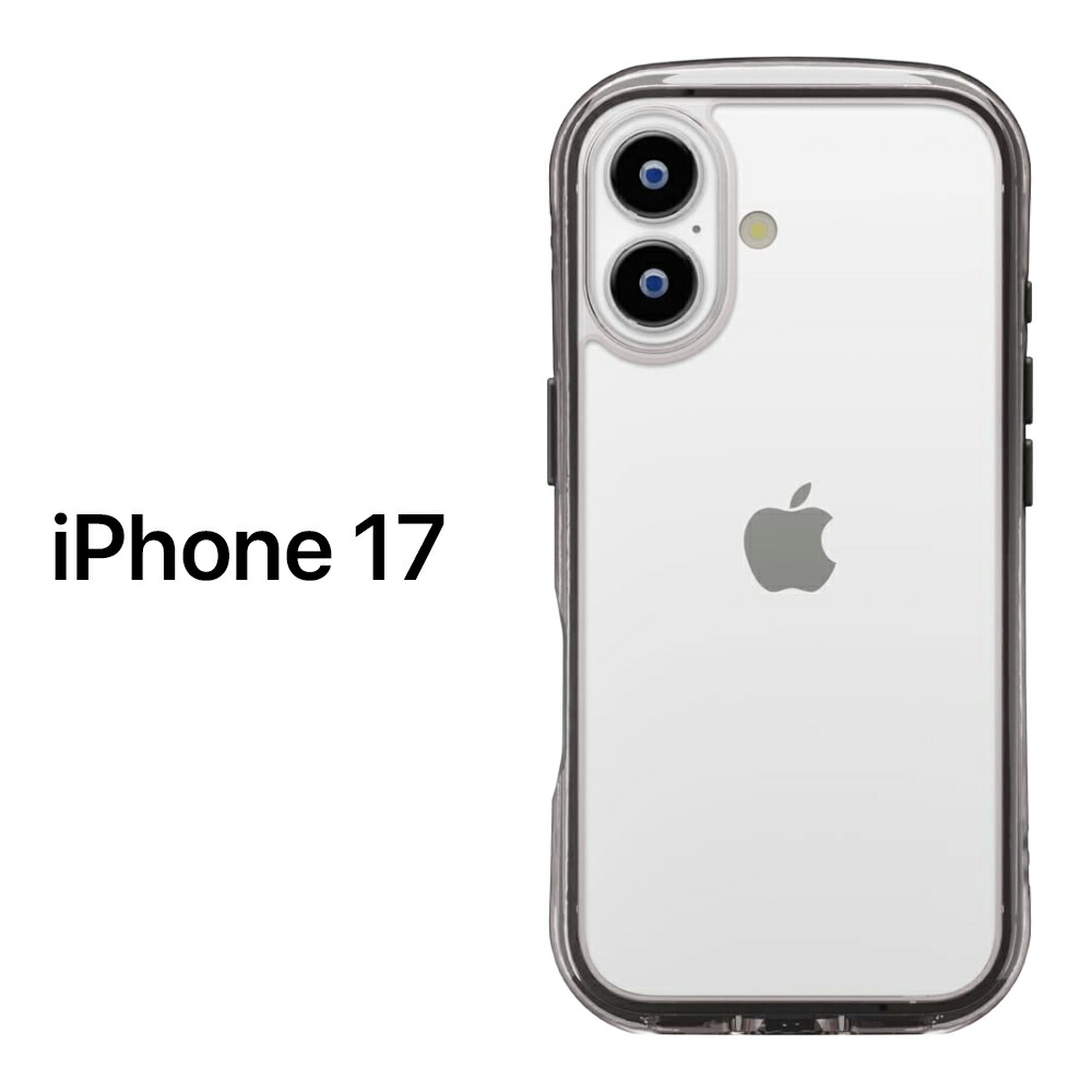 iPhone 17 ケース クリア 耐衝撃 高透明 ブラック ストラップホール