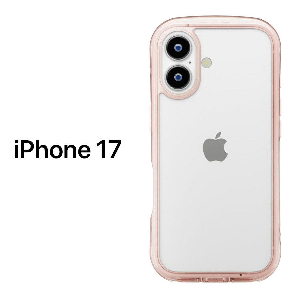 iPhone 17 ケース クリア 耐衝撃 高透明 ピンク ストラップホール付き