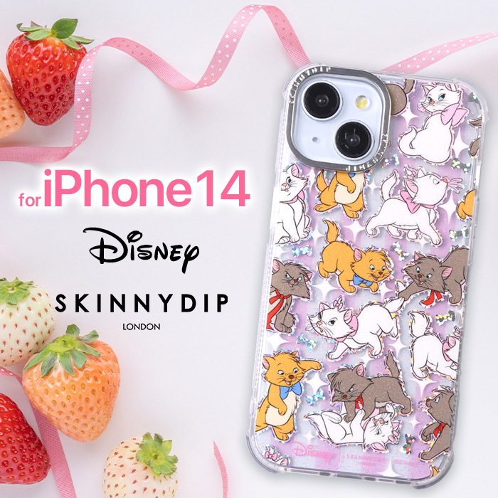iPhone14 ケース マリー ディズニー かわいい SKINNYDIP クリア ラメ
