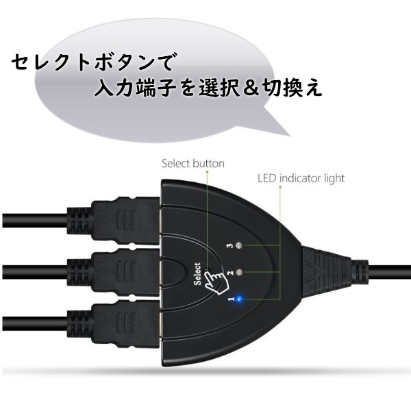 HDMI 分配器 切替器 3入力1出力 高画質 セパレーター セレクター