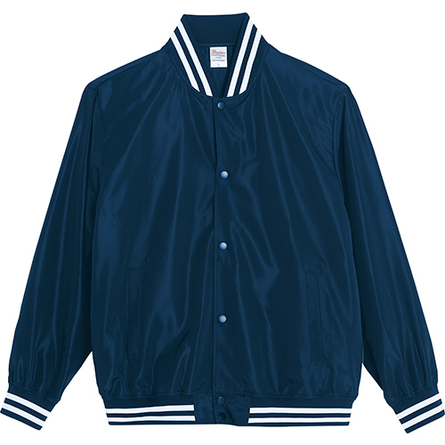 希少 美品  JEANS スタジャン 両面プリント ネイビー L 00059_model2.jpg