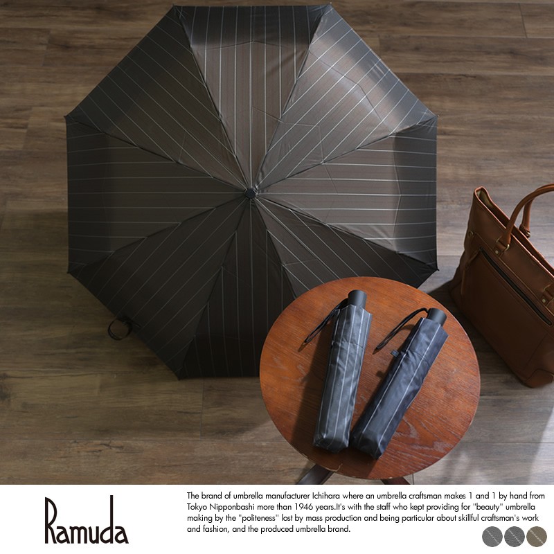Ramuda メンズ 折りたたみ傘 自動開閉 58cm 甲州織 オルタネート