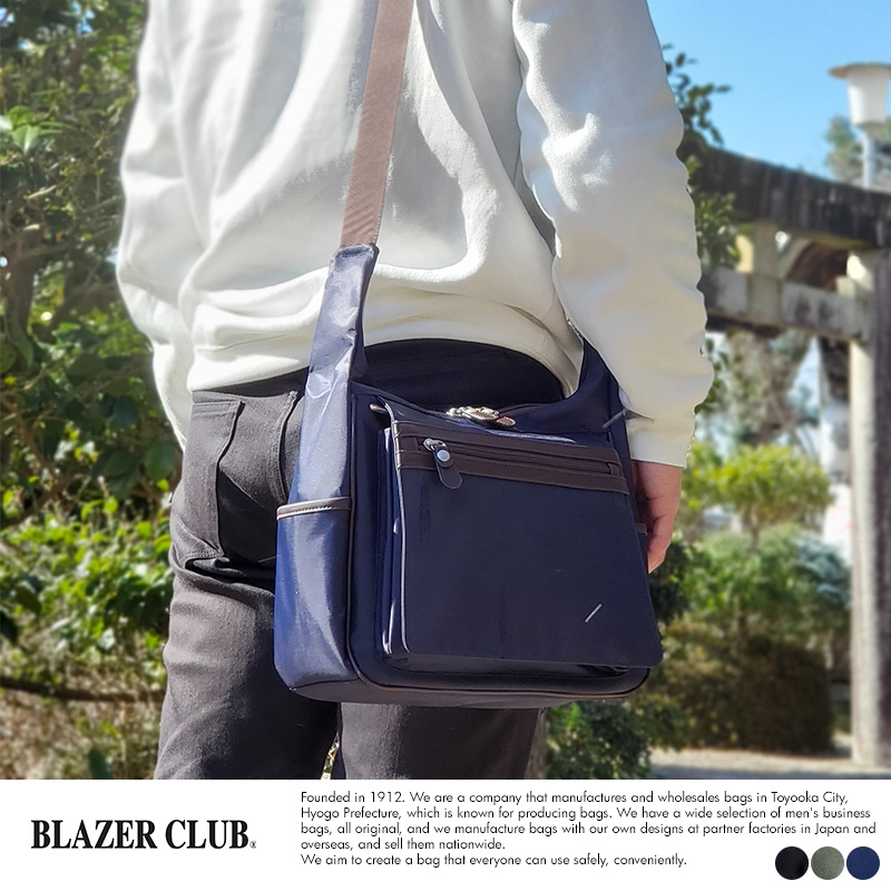 ミニショルダーバッグ メンズ ナイロン 軽量 ヨコ型 BLAZER CLUB 横型