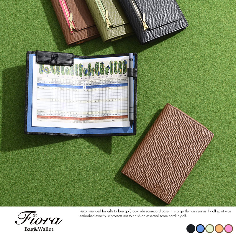スコア カード ホルダー ゴルフ Fiora 本革ゴルフスコアーカードケース