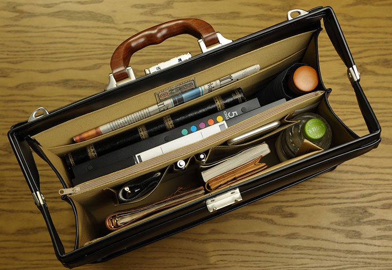 ダレスバッグ メンズ J.C HAMILTON 2層ダレス 木製ハンドル ブラック