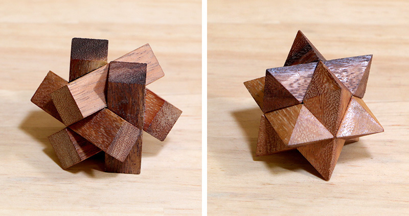 Rocks Motion 木製立体パズル 6個セット ケース入り Wood Puzzle