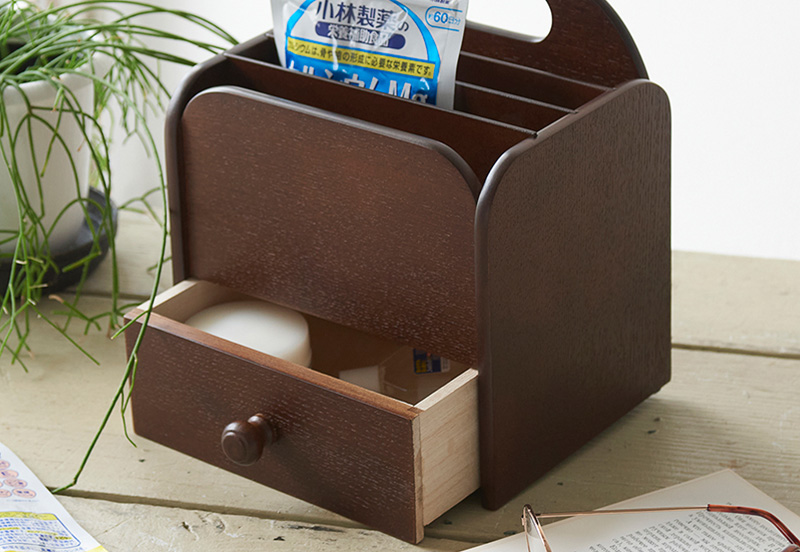 薬 収納 卓上 おしゃれ 日本製 木製サプリメントラック 小物入れ 小物