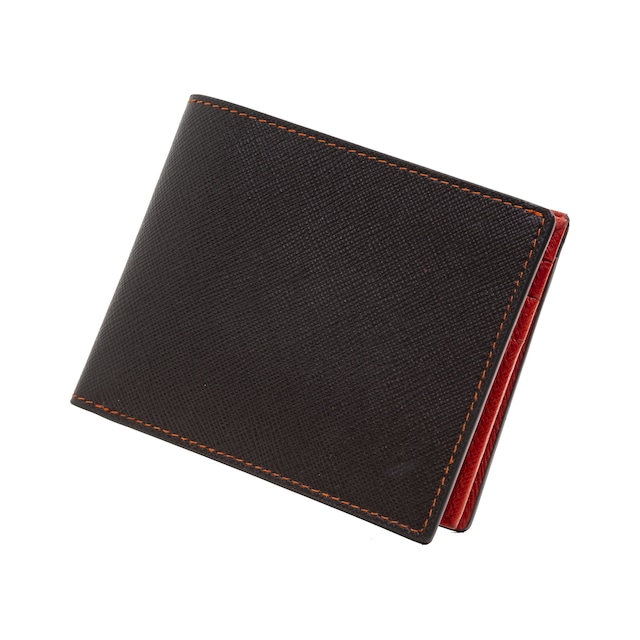 二つ折り財布(中ベラ付き) 本革 メンズ サフィアーノレザー 牛革