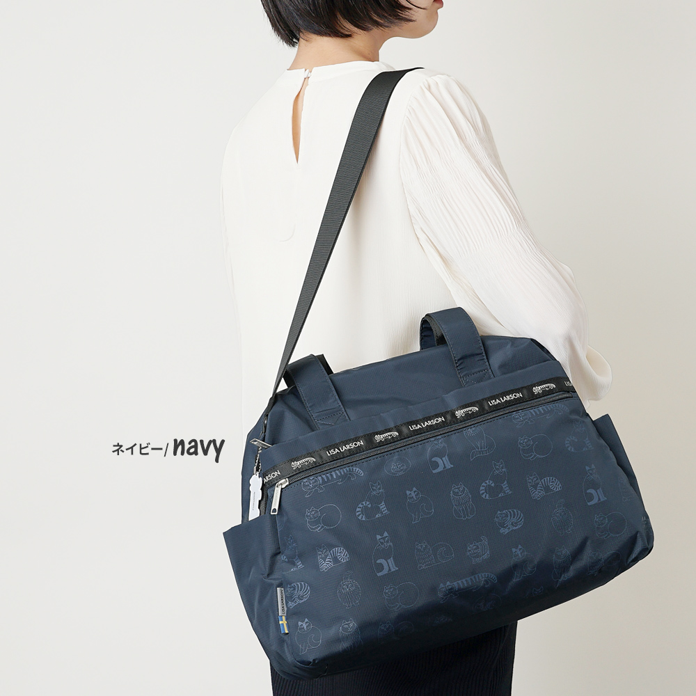 リサラーソン ネコ 猫 ねこ 陶芸 スケッチねこ スパイキー 手描き かわいい 北欧 デザイン シンプル 旅行鞄 ダッフルバッグ ボストンバッグ 大容量 大きい 肩掛け 斜め掛け キャリーオン バッグオンバッグ レスポ