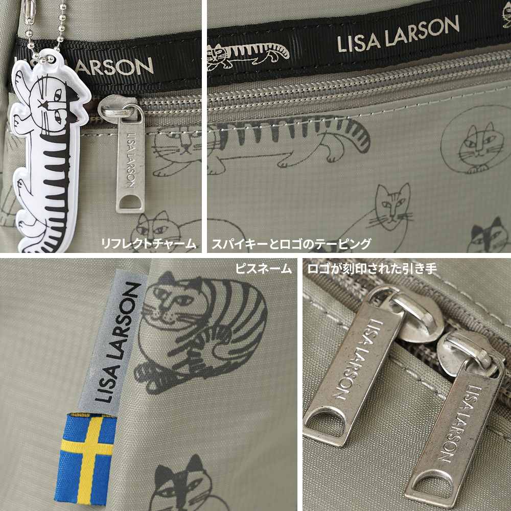 リサラーソン ネコ 猫 ねこ 陶芸 スケッチねこ スパイキー 手描き かわいい 北欧 デザイン シンプル 旅行鞄 ダッフルバッグ ボストンバッグ 大容量 大きい 肩掛け 斜め掛け キャリーオン バッグオンバッグ レスポ
