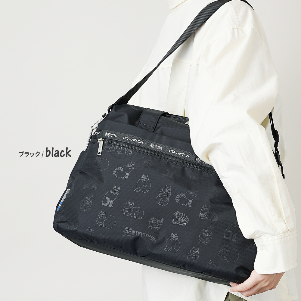 リサラーソン ネコ 猫 ねこ 陶芸 スケッチねこ スパイキー 手描き かわいい 北欧 デザイン シンプル 旅行鞄 ダッフルバッグ ボストンバッグ 大容量 大きい 肩掛け 斜め掛け キャリーオン バッグオンバッグ レスポ