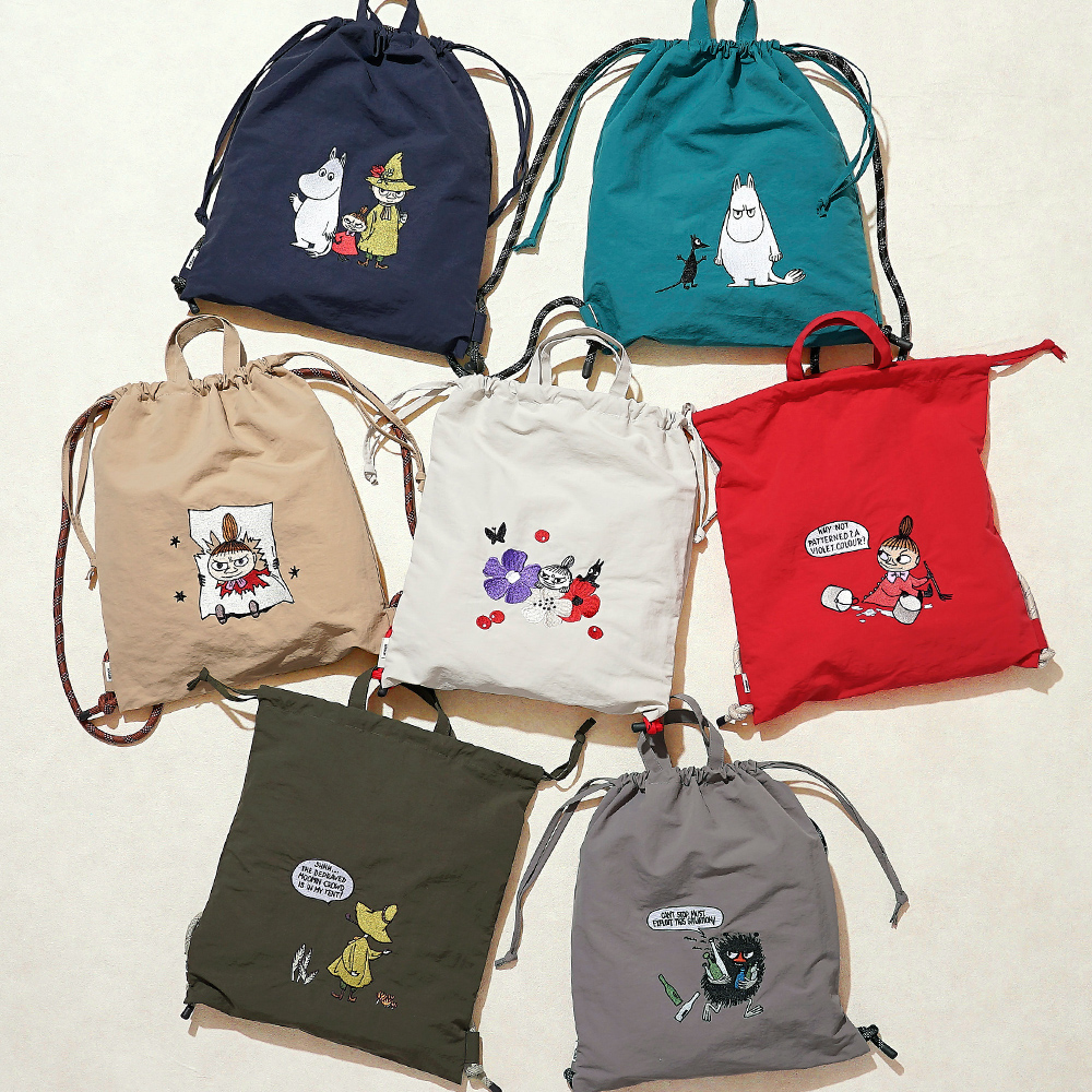 ムーミン リトルミイ スティンキー スナフキン ニョロニョロ アングリームーミン ソフス 刺繍 プレゼント リュック ナップザック ナップサック 巾着 トート 軽量 鞄 バッグ ショルダー 軽い かわいい おしゃれ