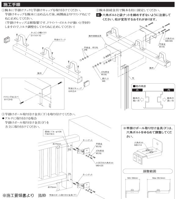 三協アルミ T型竿掛けポール壁付け型物干し SAT-E-2 1セット2本入り
