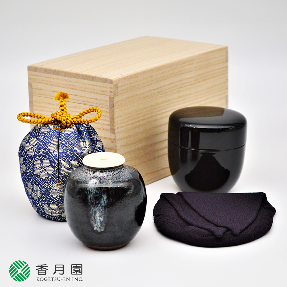 茶通箱と茶入 茶道具 / 茶通箱 茶通箱セットB (仕服付き茶入・棗・大津袋