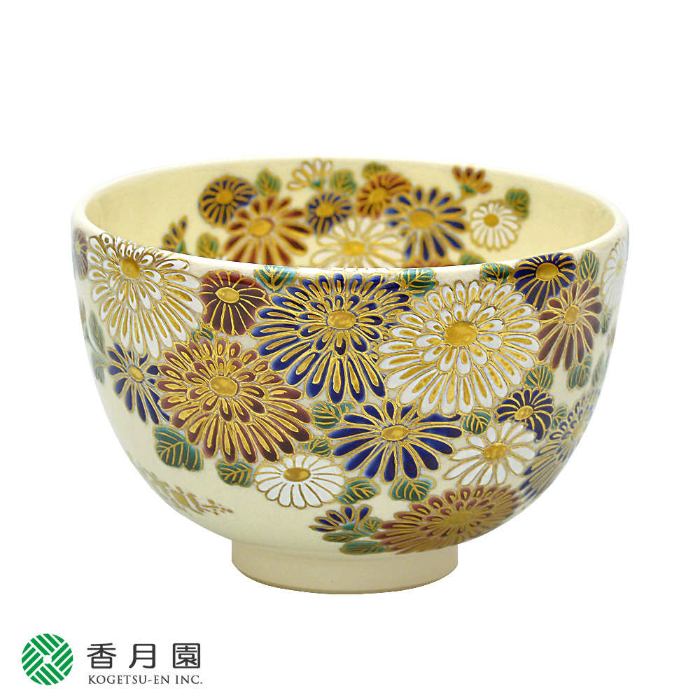 即出荷】茶道具 茶碗 色絵 菊花 清閑寺窯作 コーヒー、ティー用品