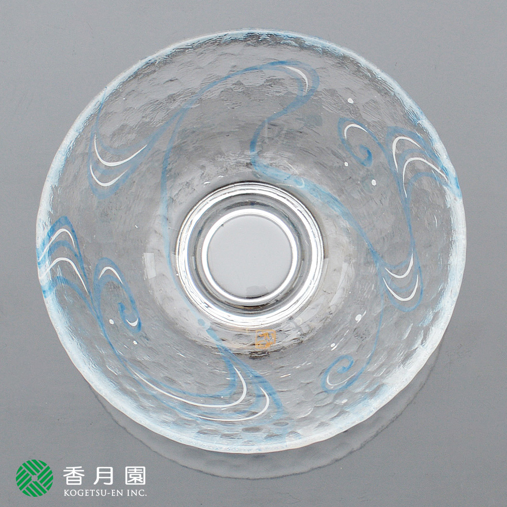 ガラス平茶碗　水面のかわいい風景　海峰作　【耐熱】 茶道具 平茶碗（ひらちゃわん） ガラス平茶碗 水面のかわいい