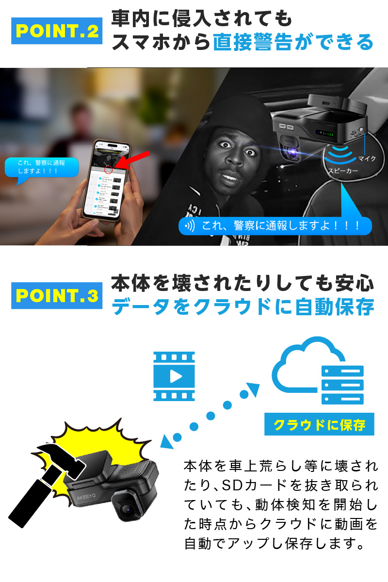 ドライブレコーダー 24時間駐車監視 車両盗難対策 車上荒らし