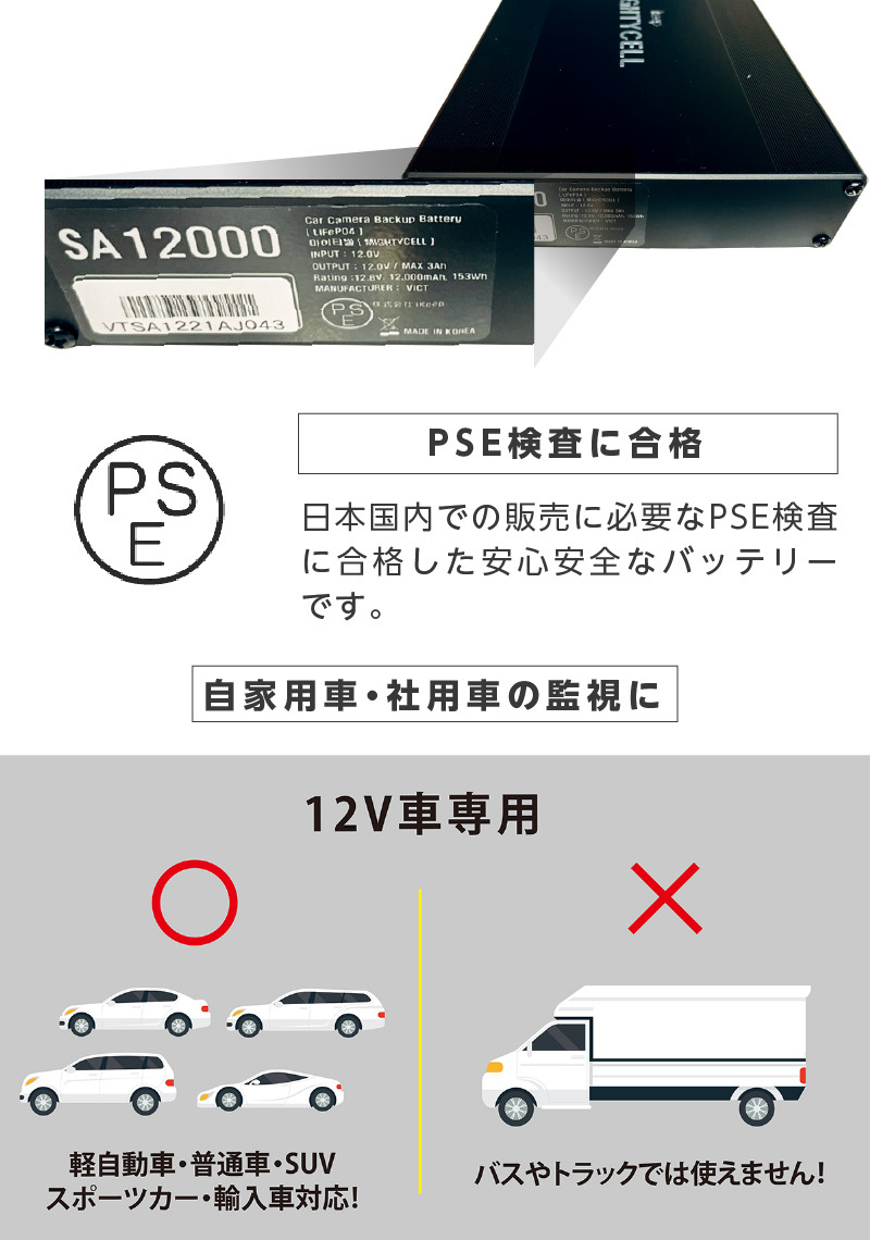 ドライブレコーダー ドラレコ 外付けバッテリー 急速充電 駐車監視 約