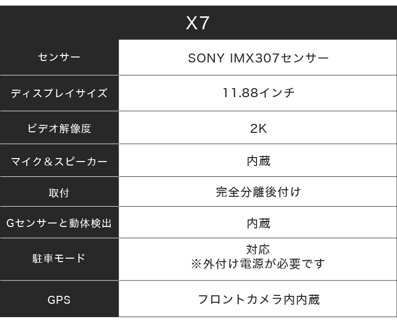 ドライブレコーダー 前後 ミラー型 分離 2カメラ 2K高画質