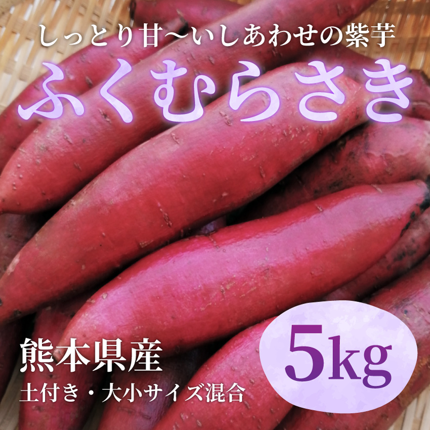 さつまいも 紫芋 ふくむらさき 5kg （熊本県産・土付き・大小サイズ混在） 紫いも 紫さつまいも :fukumura05:かごしま たべものがたり  - 通販 - Yahoo!ショッピング