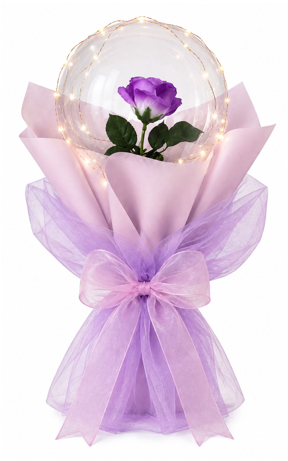 光る花束 LED付き フラワーバルーンブーケ 薔薇 DIYキット ドライ