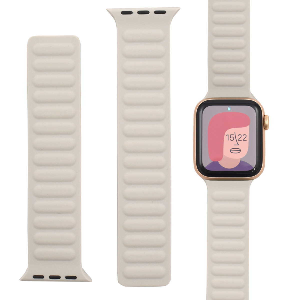 Apple Watch ベルト バンド マグネット式  M/Lサイズ対応 シリコン素材 洗える アップルウォッチ 腕時計 時計ベルト パーツ カラー applewatch｜tabemore｜05