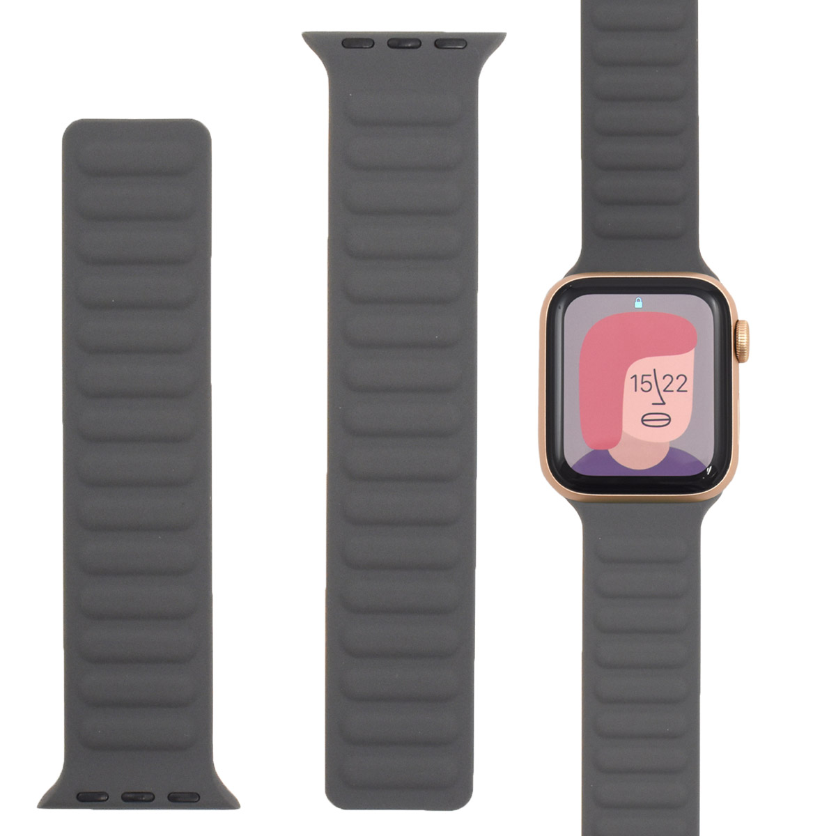 Apple Watch ベルト バンド マグネット式  M/Lサイズ対応 シリコン素材 洗える アップルウォッチ 腕時計 時計ベルト パーツ カラー applewatch｜tabemore｜06