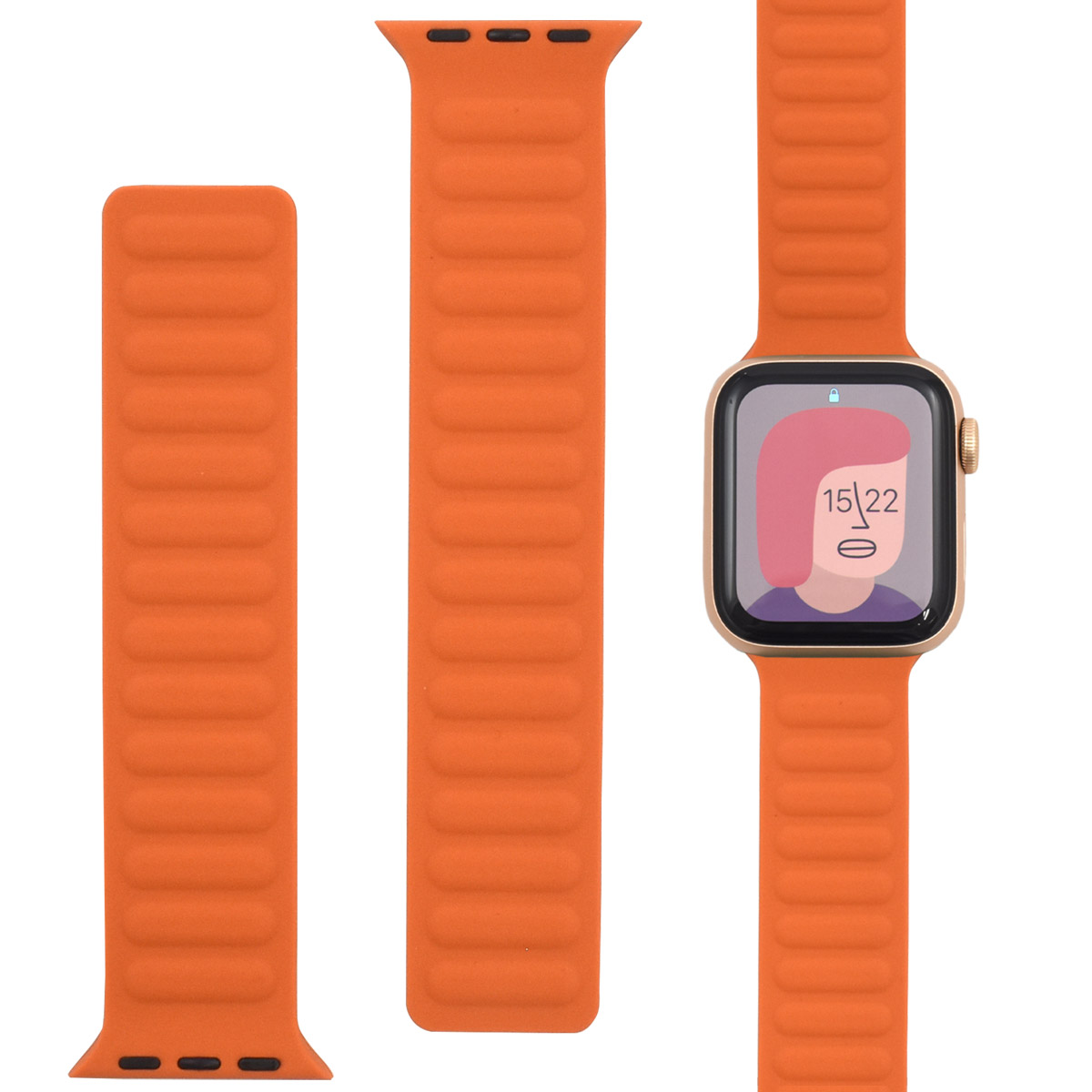 Apple Watch ベルト バンド マグネット式  M/Lサイズ対応 シリコン素材 洗える アップルウォッチ 腕時計 時計ベルト パーツ カラー applewatch｜tabemore｜03