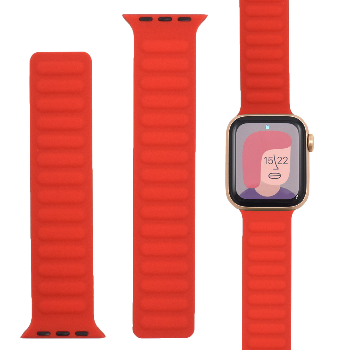 Apple Watch ベルト バンド マグネット式  M/Lサイズ対応 シリコン素材 洗える アップルウォッチ 腕時計 時計ベルト パーツ カラー applewatch｜tabemore｜02
