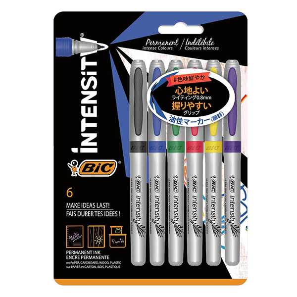 BIC（ビック） 油性 ウルトラファイン 0.8mm 細字 6色セット 油性ペン