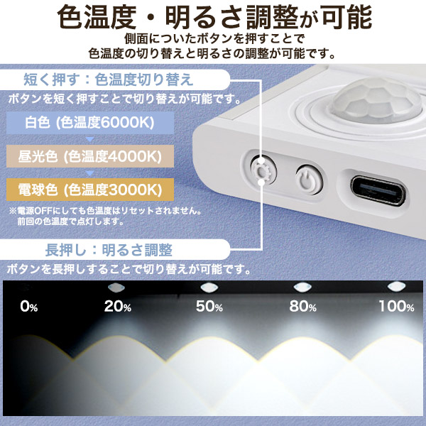 LEDライト LED バーライト 照明器具 人感センサー付き 選べる40cm/60cm