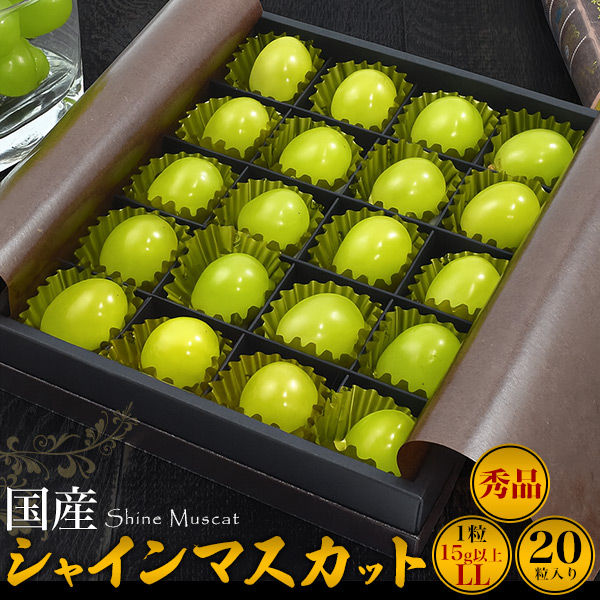 国産 シャインマスカット 秀品 20粒入り LLサイズ 1粒15g以上 大粒