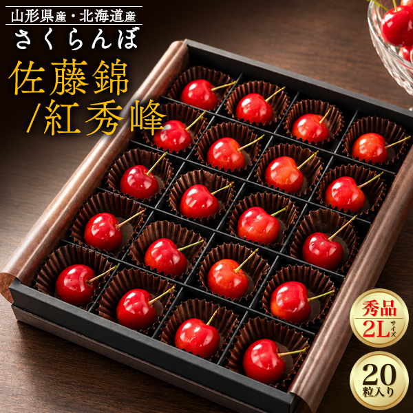 さくらんぼ 佐藤錦 or 紅秀峰 2Lサイズ 秀品 20粒入り 北海道 山形県産