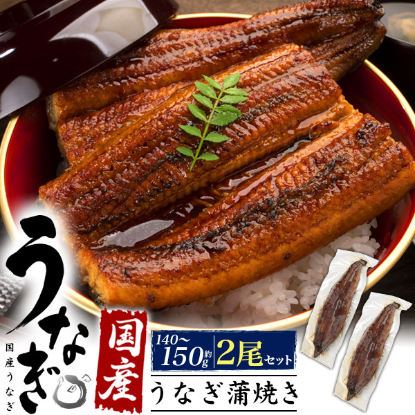 国産鰻 2尾セット 国産うなぎ 蒲焼き 約140g-150g×2尾 タレ付き うなぎ