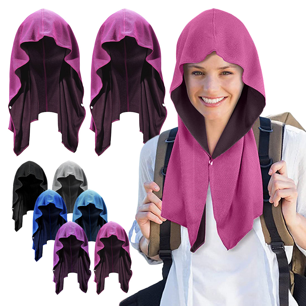 [550円〜/枚] 冷感タオル 1/2/4枚セット フード型 被る 冷たい 熱中症対策 スナップボタン 冷たい クールタオル 冷却 冷えるタオル ひんやりタオル 吸汗速乾 |  | 05