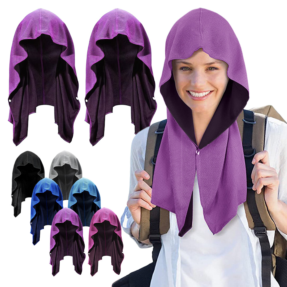 [550円〜/枚] 冷感タオル 1/2/4枚セット フード型 被る 冷たい 熱中症対策 スナップボタン 冷たい クールタオル 冷却 冷えるタオル ひんやりタオル 吸汗速乾 |  | 06