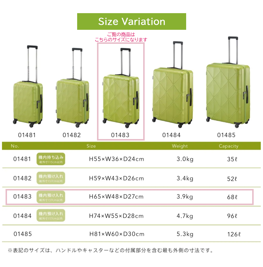 ProtecA スーツケース キャリーケース 正規品 5-7泊対応 日本製 エース