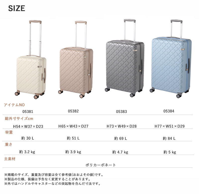 【送料無料】エース(ACE) ace. スカーラ 05383 69L スーツケース TSAロック ストッパー キャリーケース ファスナー 旅行 出張 修学旅行 キャリーバッグ キャリー｜tabigoods｜11