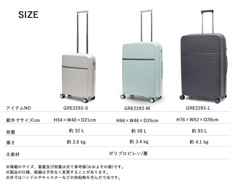 Siffler（シフレ） 送料無料 正規品 スーツケース グリーンワークス