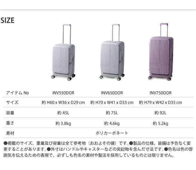 innovator（イノベーター） 送料無料 正規品 スーツケース INV550DOR
