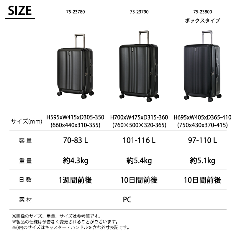 送料無料 正規品 スーツケース EMINENT リッド 新シボ2 ボックスタイプ