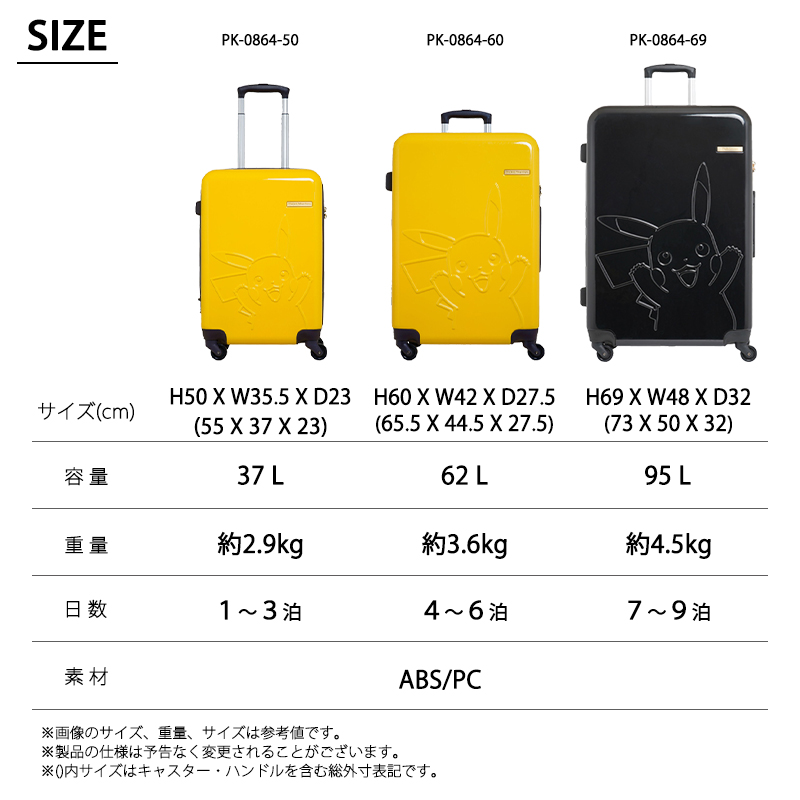 Pokemon（ポケモン） 送料無料 正規品 スーツケース ポケモンコラボ