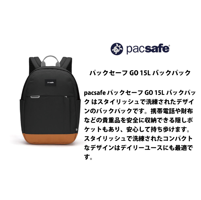 送料無料 パックセーフ pacsafe エイアンドエフ正規品 GO 15L バックパック リュック ビジネス アウトドア 防犯対策 スキミング クレジットカードの画像