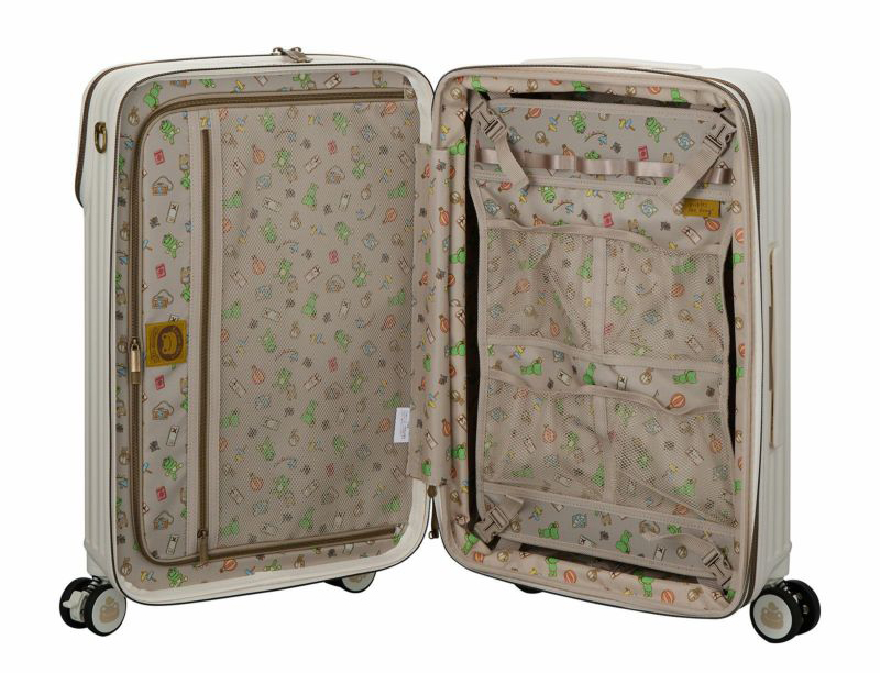 スーツケース キャリーケース 正規品 シフレ かえるのピクルス Mサイズ 55〜62L トップオープン 容量拡張 カップホルダー ストッパー HPL2348-58 キャリーバッグの画像